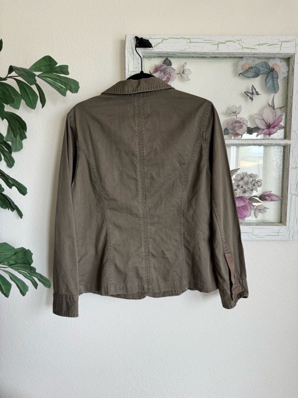 Columbia Olive Utility Blazer with Brown Shoulder Trim Size Large - Picture 4 of 4